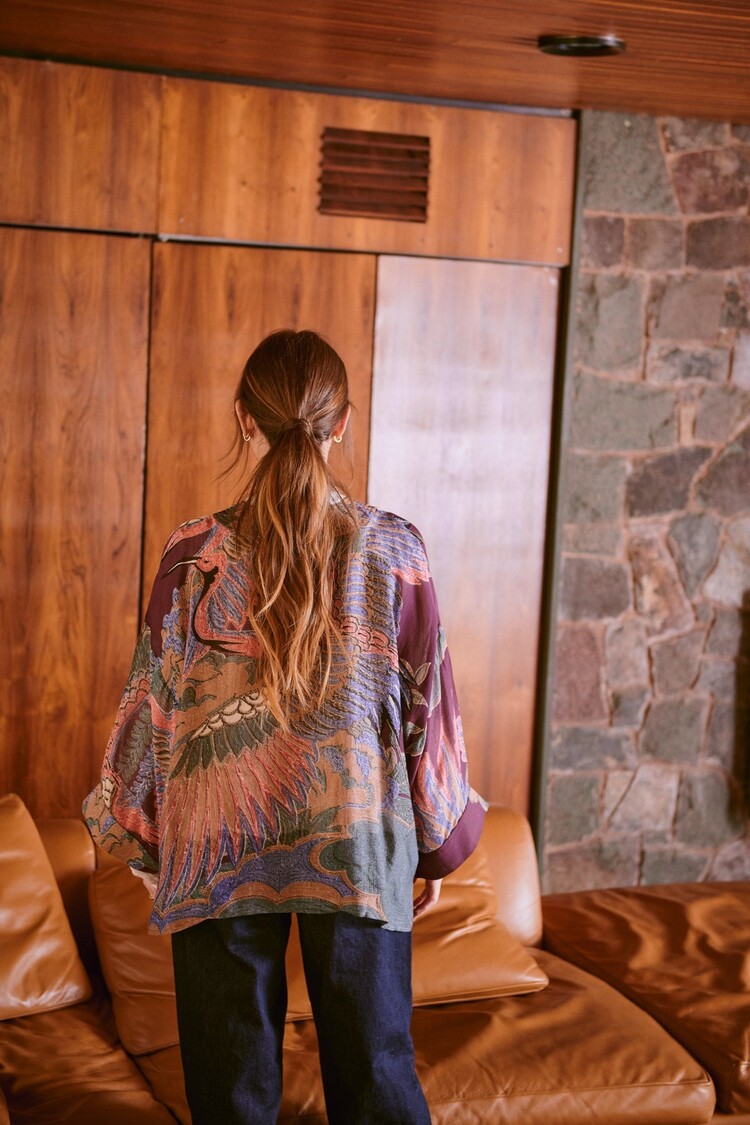 One Hundred Stars Kimono Crane Plum One Hundred Stars