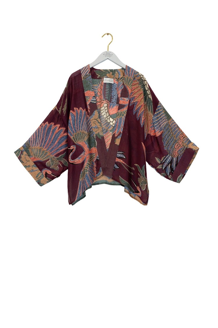 One Hundred Stars Kimono Crane Plum One Hundred Stars