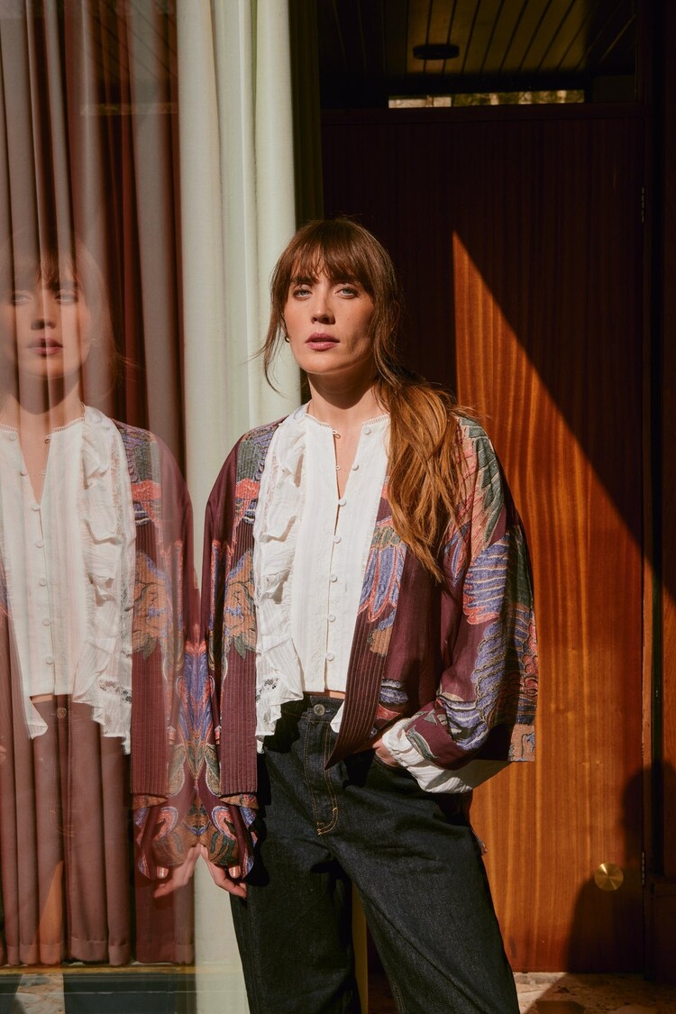 One Hundred Stars Kimono Crane Plum One Hundred Stars
