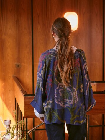 One Hundred Stars Kimono Parsley Seed Navy