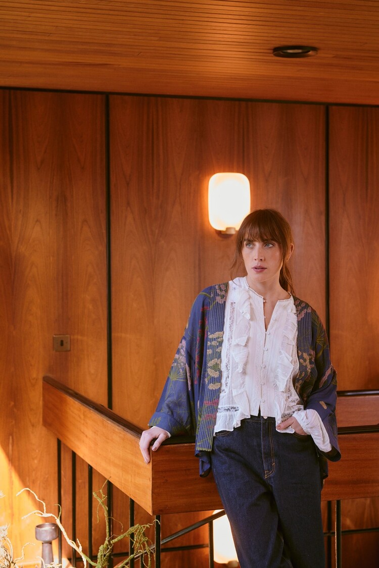 One Hundred Stars Kimono Parsley Seed Navy One Hundred Stars