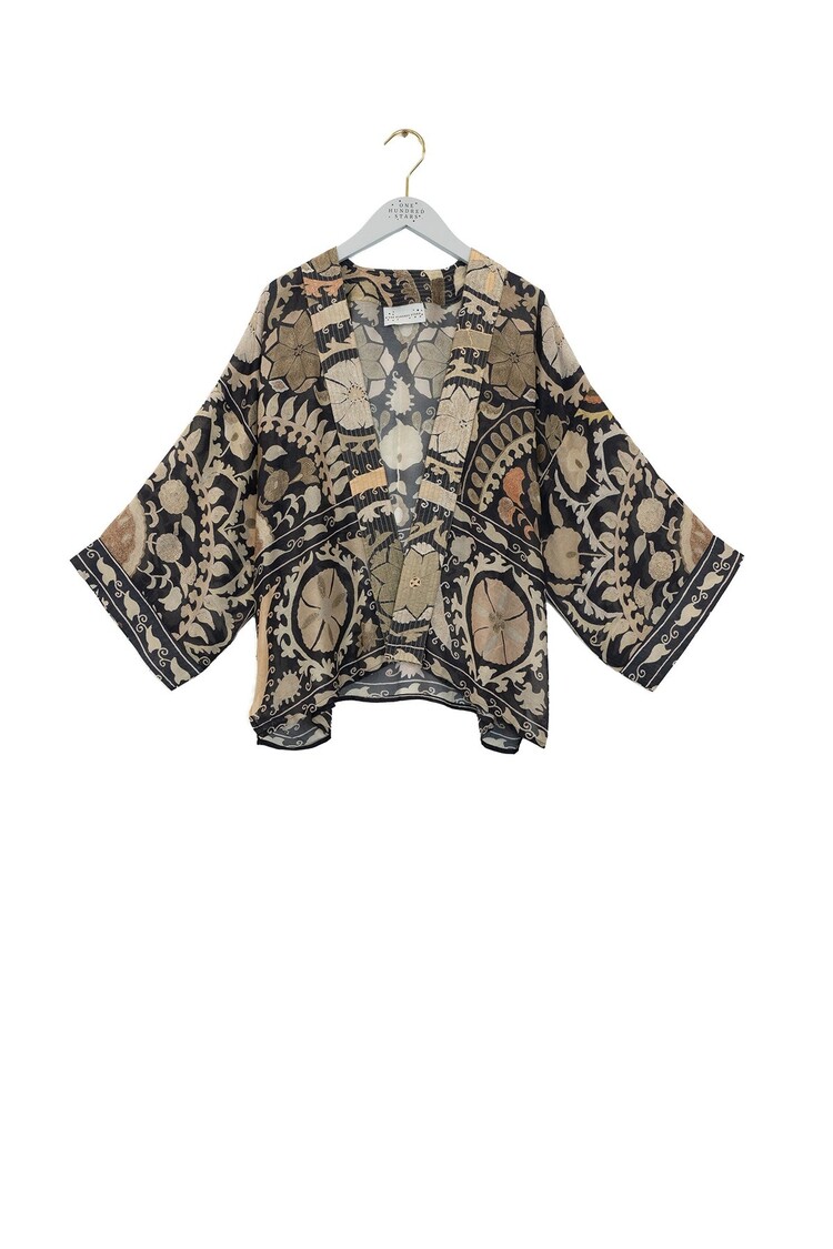One Hundred Stars Kimono Susani Charcoal One Hundred Stars