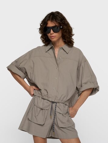10DAYS Wide crinkle jacket fog
