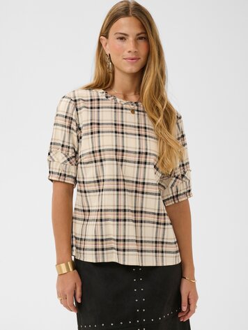 Cream Uma blouse bleached check