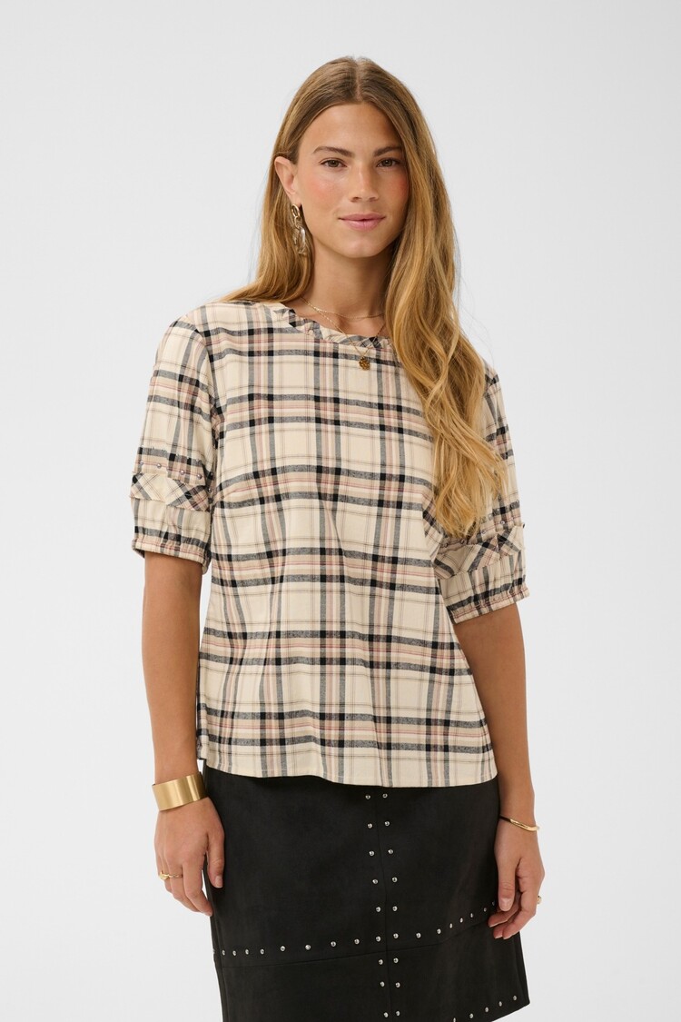 Cream CRUma blouse bleached check Cream