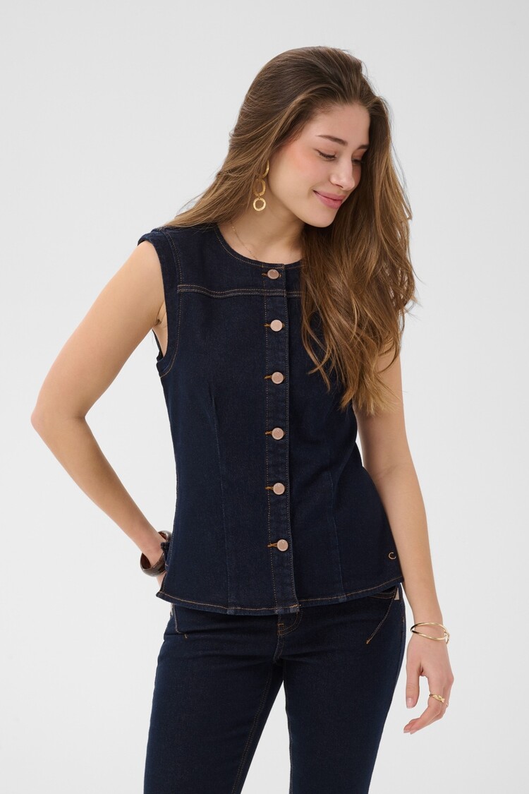 Cream CRDamy denim waistcoat cape breton rinse blue Cream