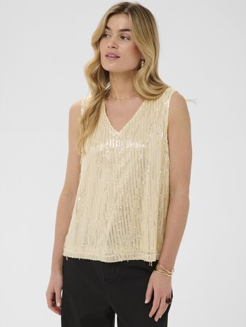 Cream Clei sequin blouse champagne silver