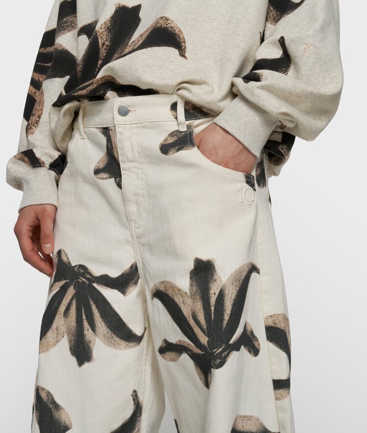 10DAYS Western pants flower ecru 10Days