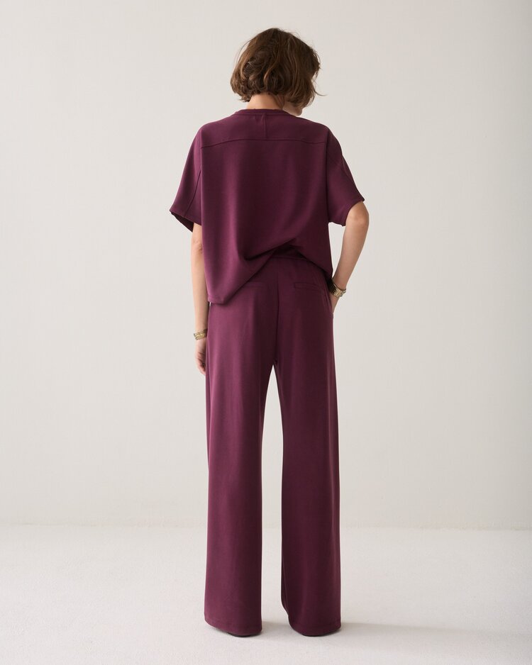 Summum Woman Wide leg pant soft scuba dark burgundy Summum Woman