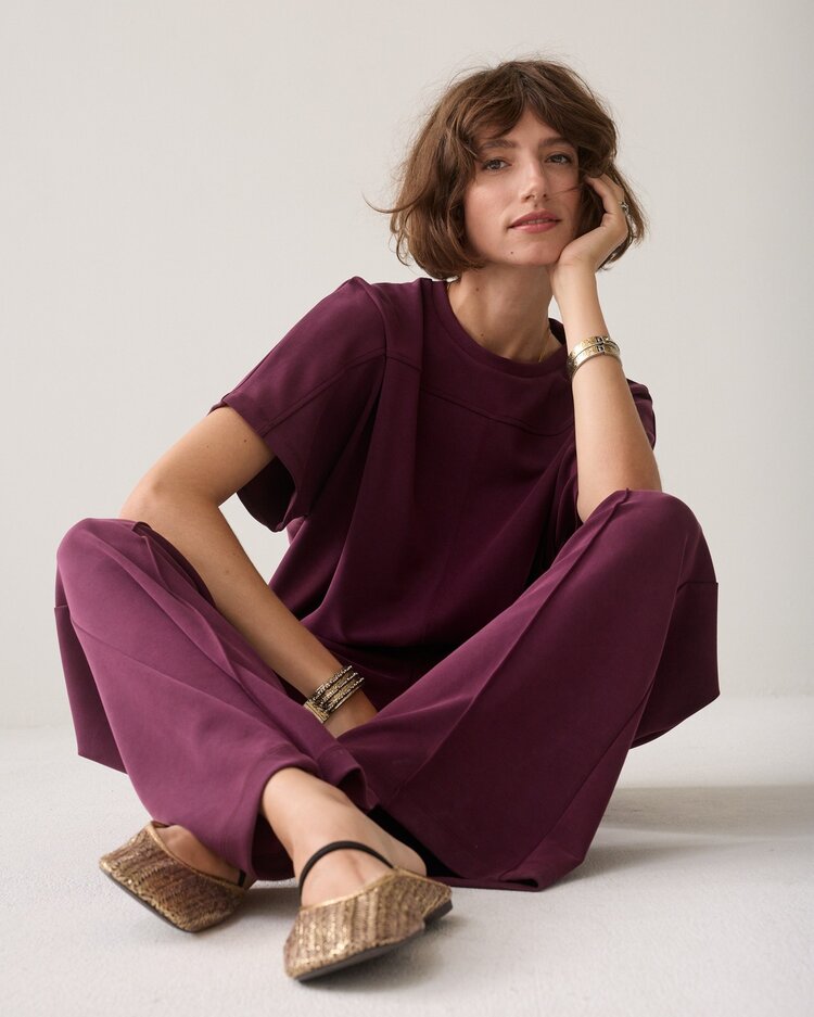 Summum Woman Wide leg pant soft scuba dark burgundy Summum Woman