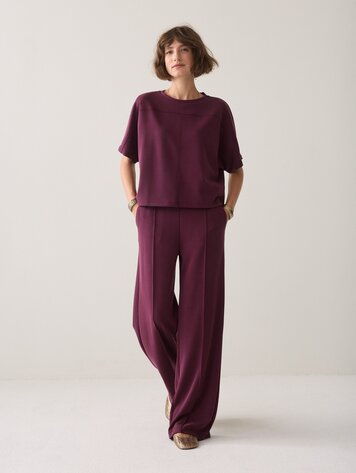 Summum Woman Wide leg pant soft scuba dark burgundy