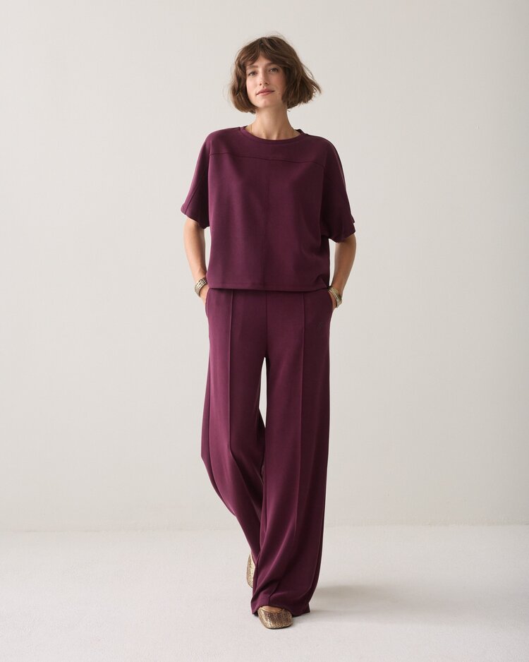 Summum Woman Wide leg pant soft scuba dark burgundy Summum Woman