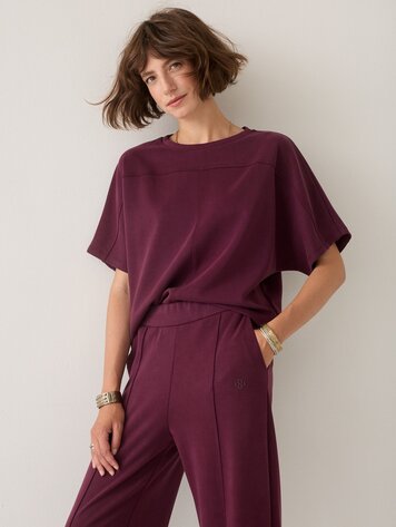 Summum Woman Boxy top soft scuba dark burgundy