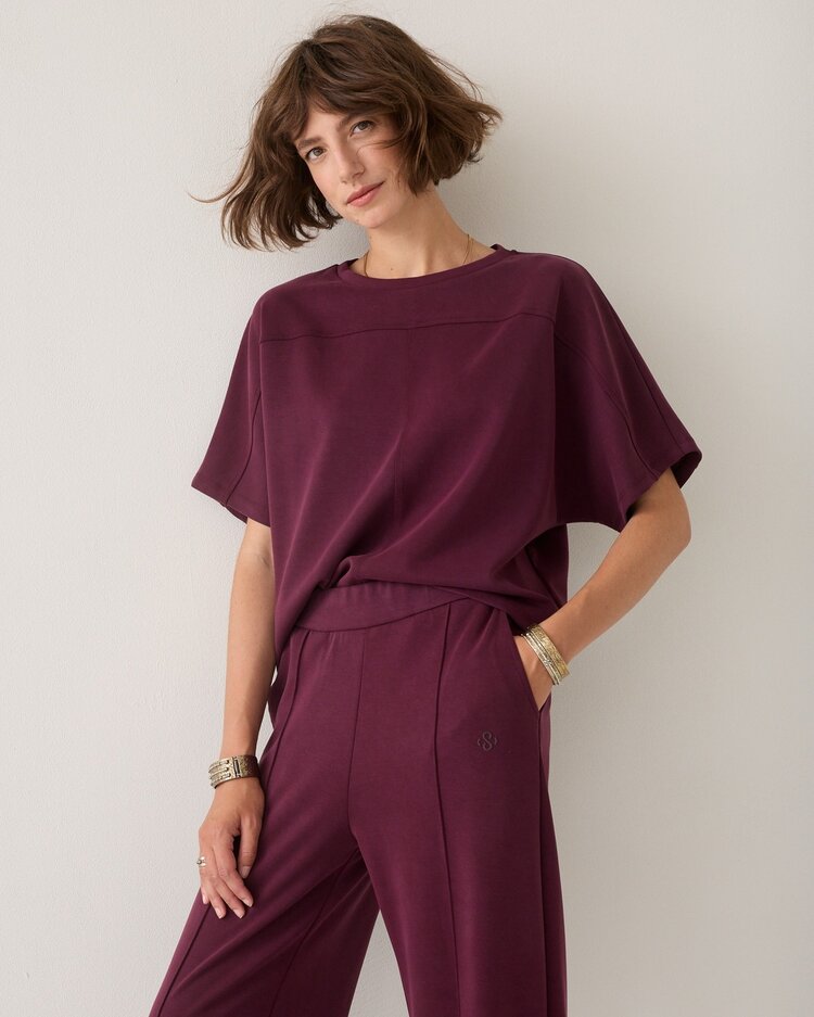 Summum Woman Boxy top soft scuba dark burgundy Summum Woman