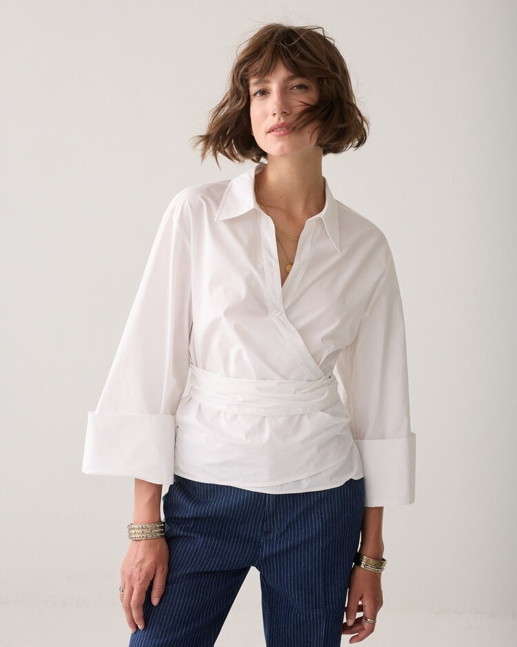 Summum Woman Wrap blouse crispy poplin white Summum Woman