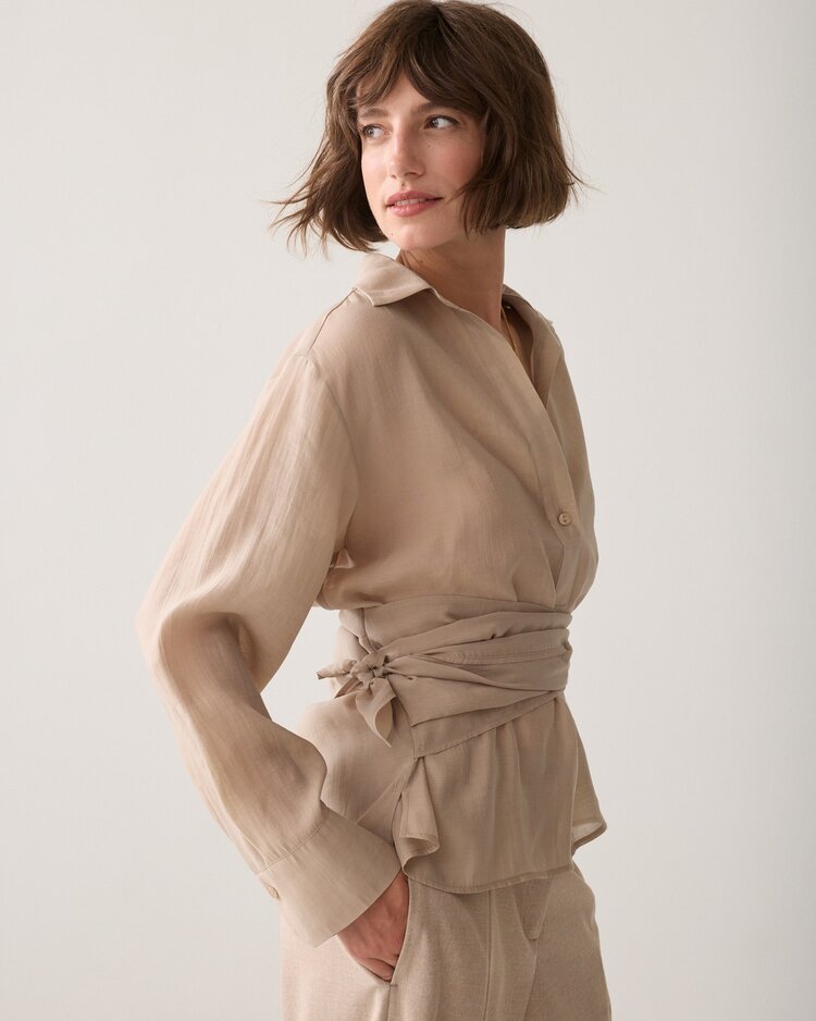Summum Woman Top wrap lyocell blend light taupe Summum Woman