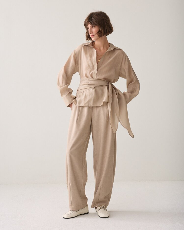Summum Woman Top wrap lyocell blend light taupe Summum Woman