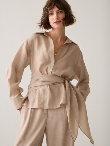 Summum Woman Top wrap lyocell blend light taupe