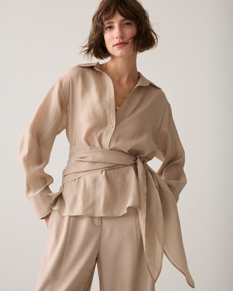 Summum Woman Top wrap lyocell blend light taupe Summum Woman