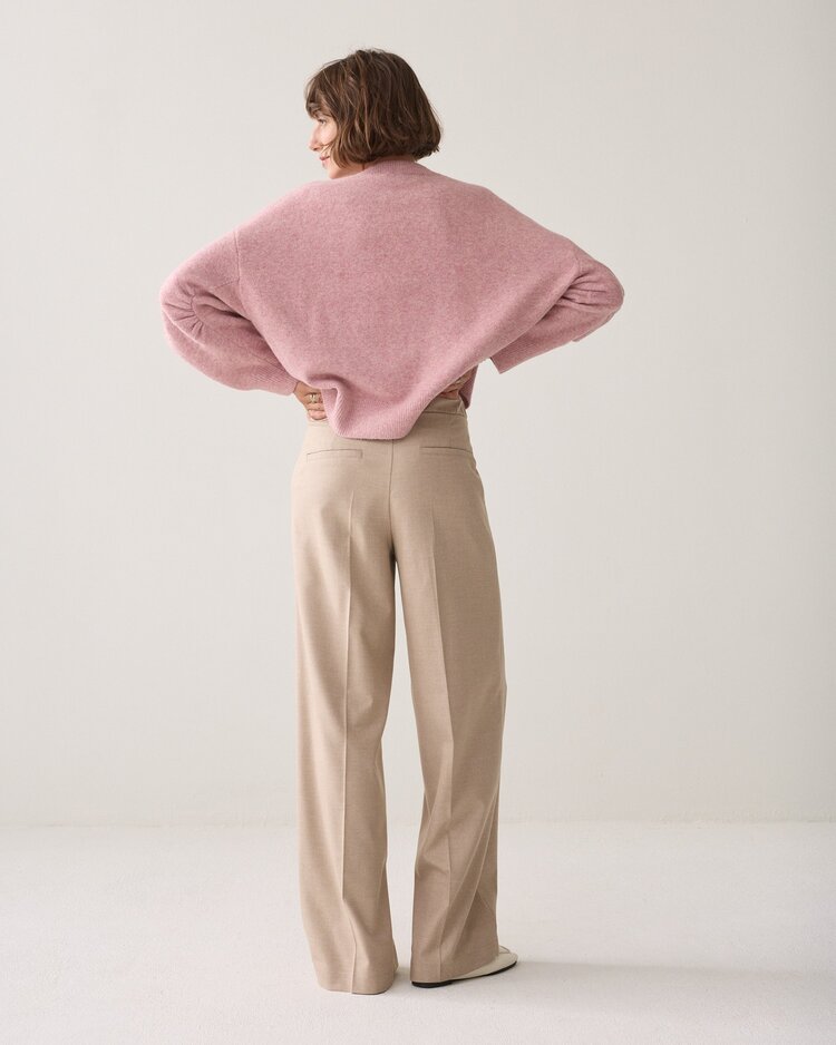 Summum Woman Trousers wide leg twill melange light taupe Summum Woman