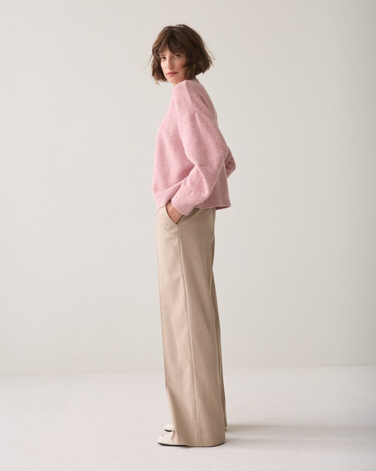 Summum Woman Trousers wide leg twill melange light taupe Summum Woman