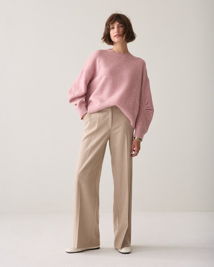 Summum Woman Trousers wide leg twill melange light taupe Summum Woman