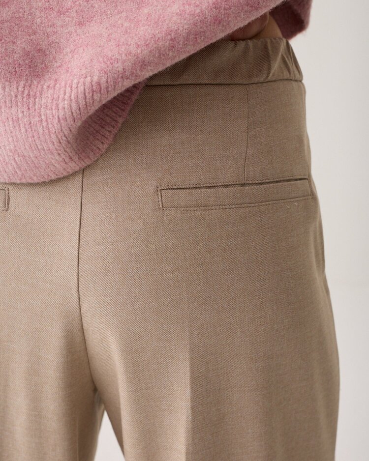 Summum Woman Trousers wide leg twill melange light taupe Summum Woman