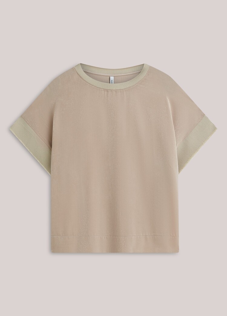Summum Woman Satin jersey mix top light taupe Summum Woman