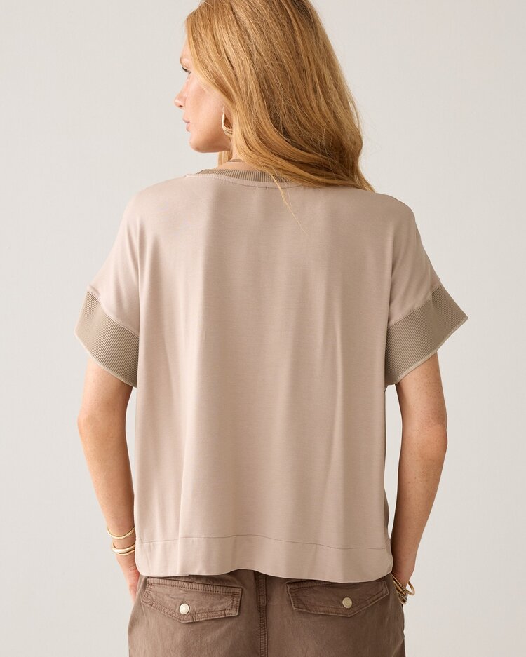 Summum Woman Satin jersey mix top light taupe Summum Woman