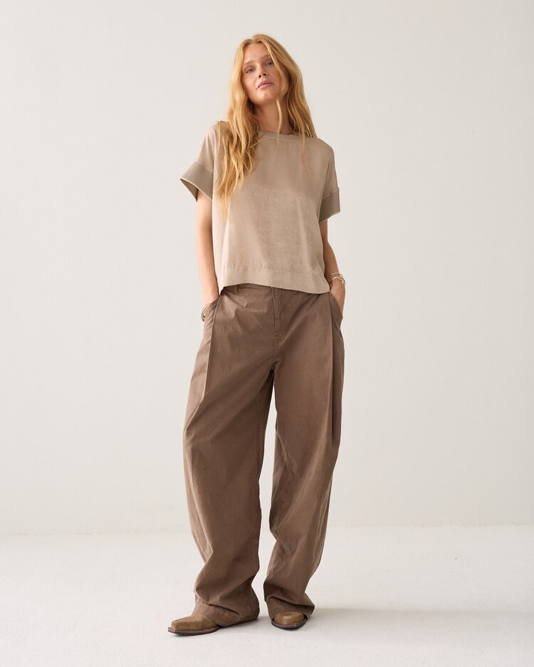 Summum Woman Satin jersey mix top light taupe Summum Woman
