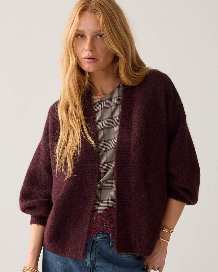 Summum Woman Puff sleeve cardigan dark burgundy Summum Woman