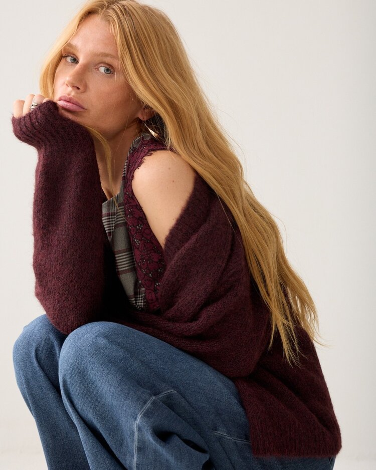 Summum Woman Puff sleeve cardigan dark burgundy Summum Woman