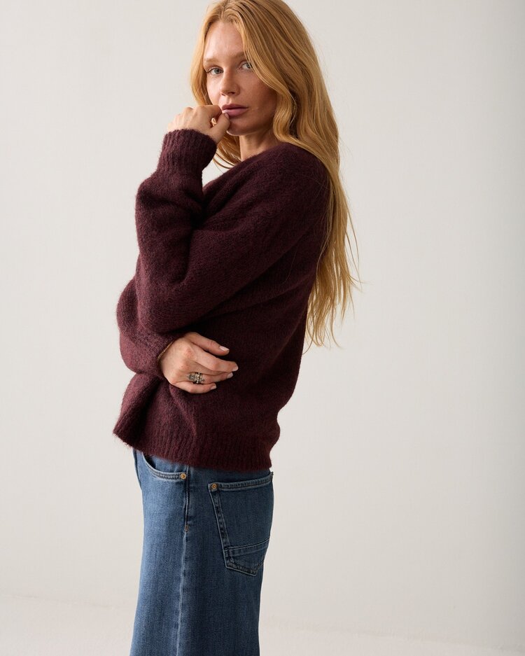 Summum Woman Puff sleeve cardigan dark burgundy Summum Woman