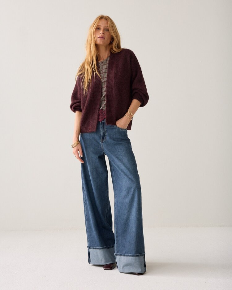 Summum Woman Puff sleeve cardigan dark burgundy Summum Woman