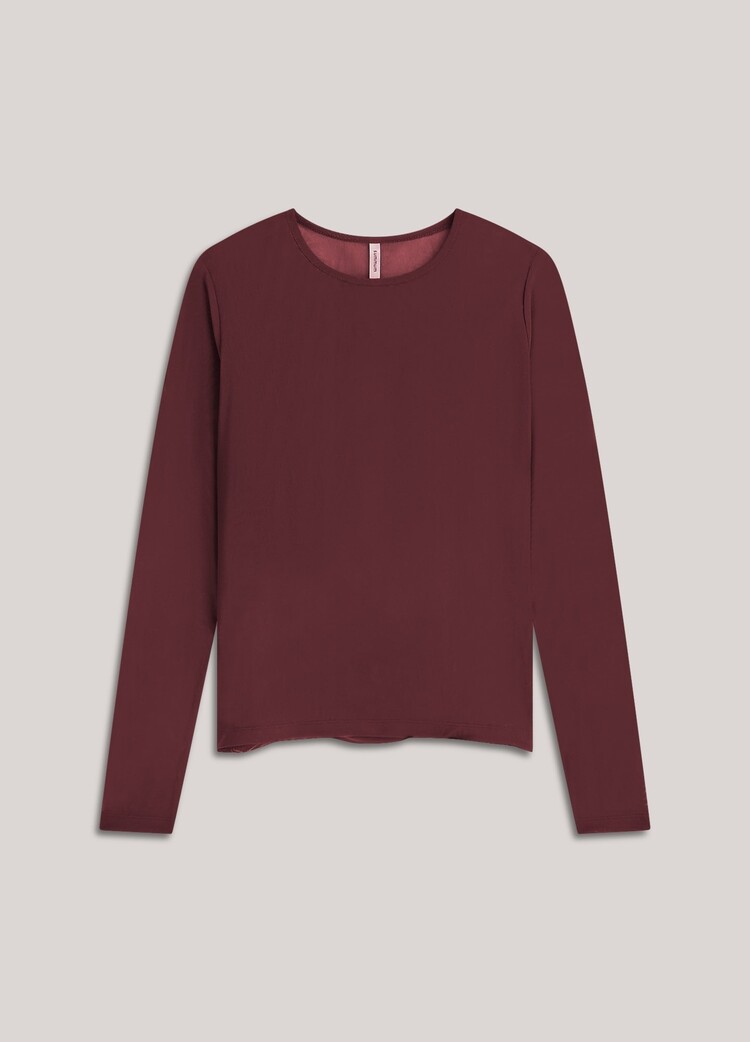 Summum Woman Round neck top mesh solid dark burgundy Summum Woman