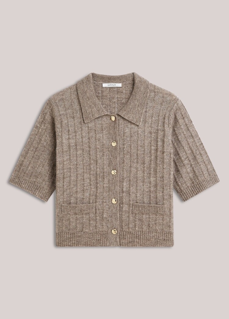 Summum Woman Short cardigan soft melange knit taupe Summum Woman