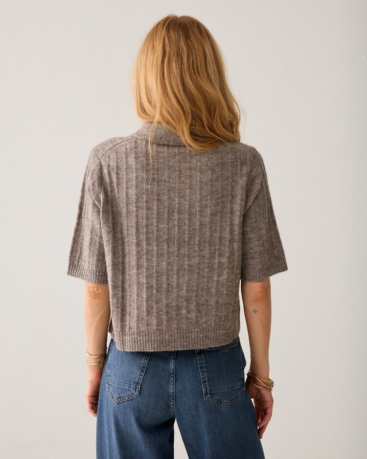 Summum Woman Short cardigan soft melange knit taupe Summum Woman