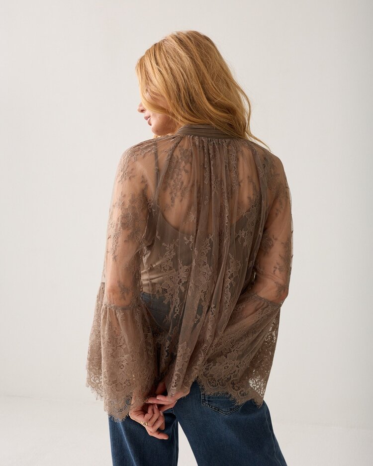 Summum Woman Top soft lace taupe Summum Woman