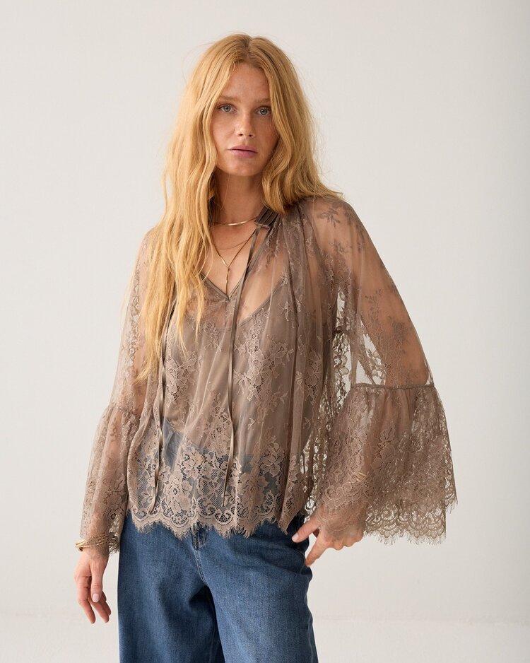 Summum Woman Top soft lace taupe Summum Woman