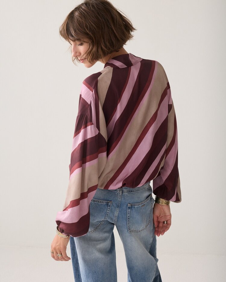 Summum Woman Top v-neck stripe printed multicolour Summum Woman