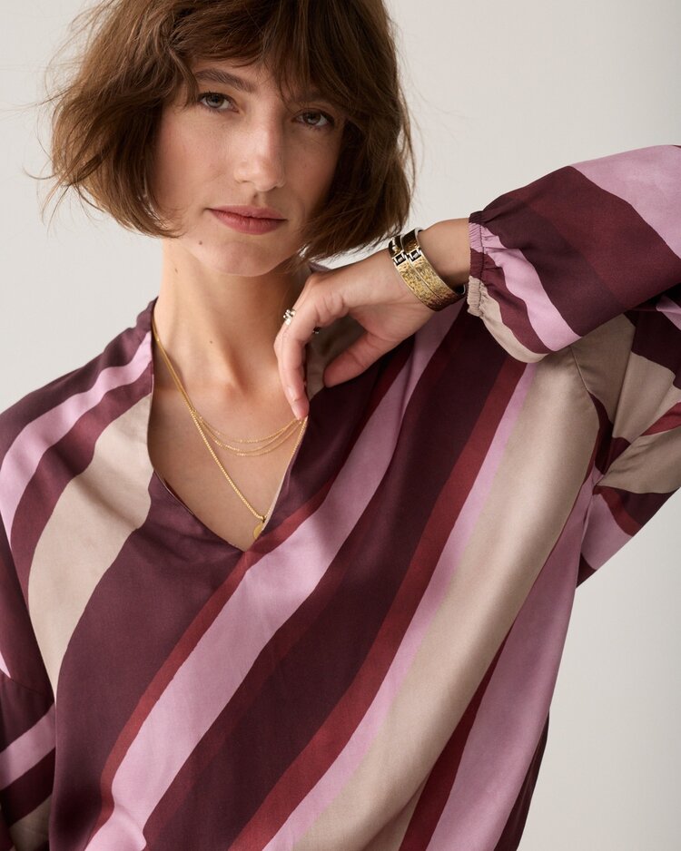 Summum Woman Top v-neck stripe printed multicolour Summum Woman