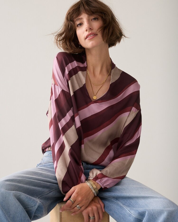 Summum Woman Top v-neck stripe printed multicolour Summum Woman