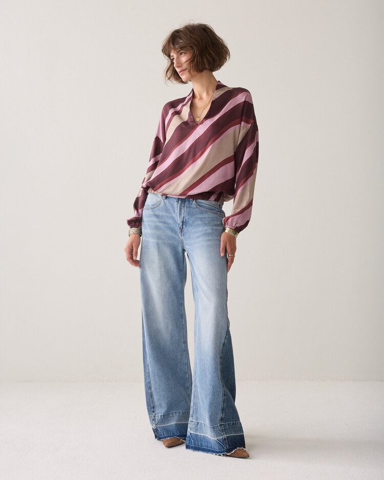 Summum Woman Top v-neck stripe printed multicolour Summum Woman