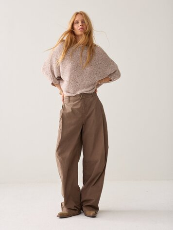 Summum Woman Wide leg pant brisk cotton twill taupe