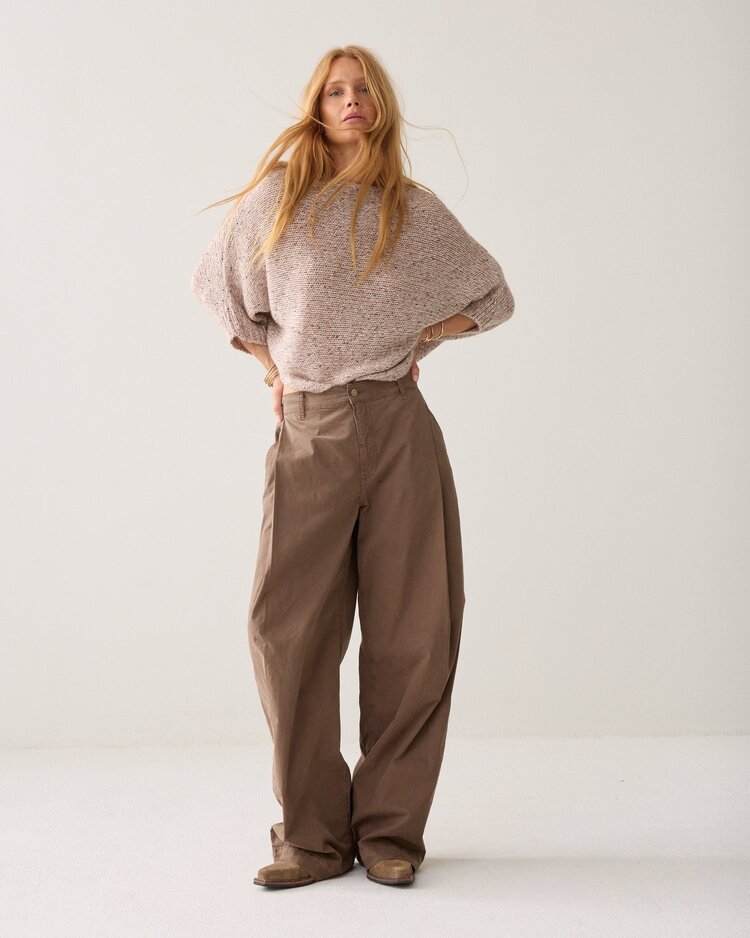 Summum Woman Wide leg pant brisk cotton twill taupe Summum Woman