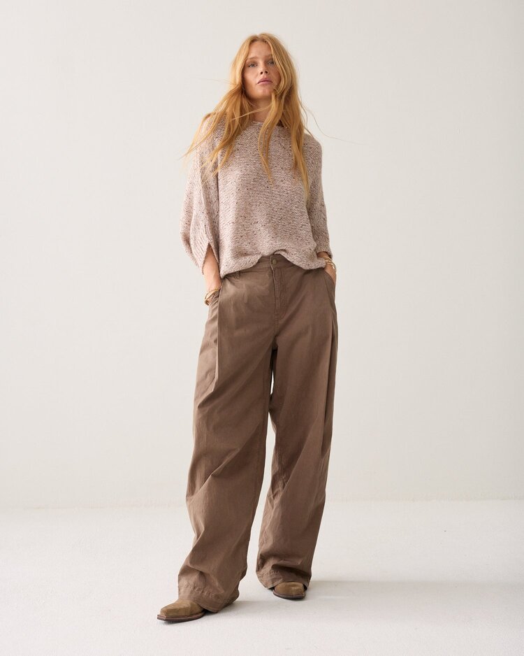 Summum Woman Wide leg pant brisk cotton twill taupe Summum Woman