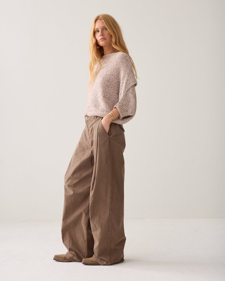 Summum Woman Wide leg pant brisk cotton twill taupe Summum Woman