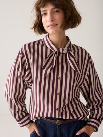 Summum Woman Blouse two tone stripe dark burgundy