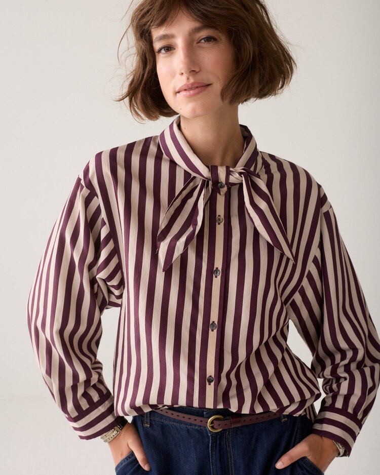 Summum Woman Blouse two tone stripe dark burgundy Summum Woman