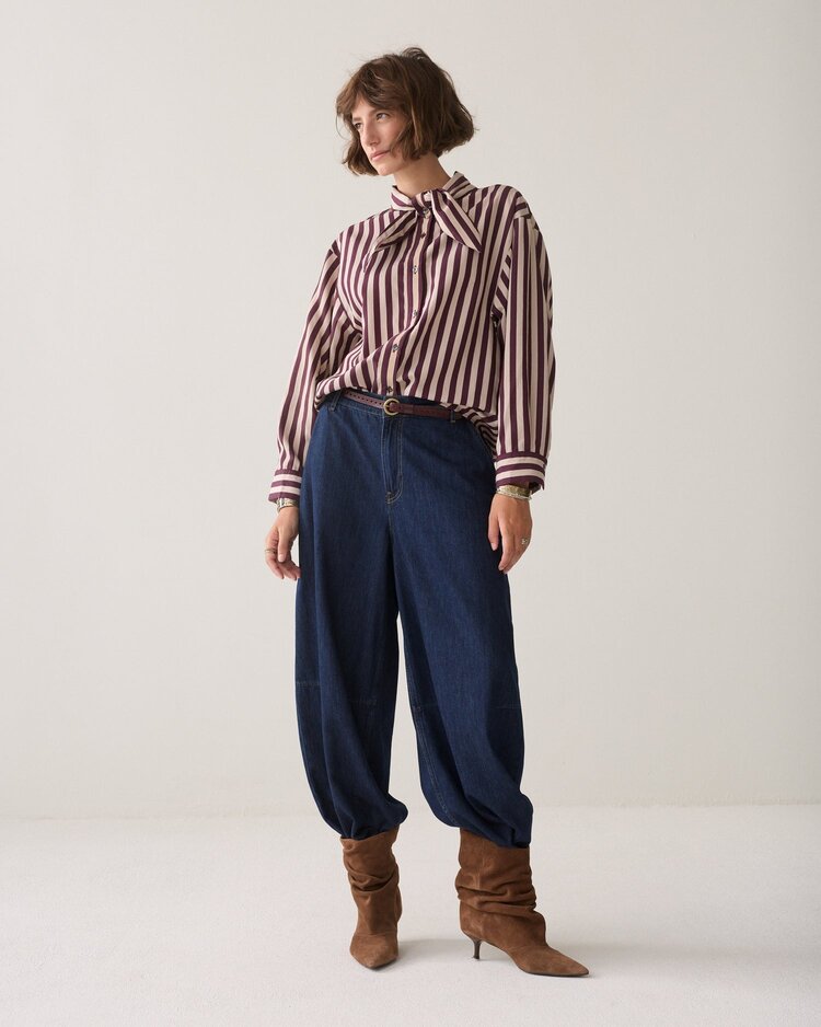 Summum Woman Blouse two tone stripe dark burgundy Summum Woman